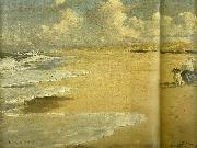 Peter Severin Kroyer stenbjerg strand med kunstnerens hustru marie kroyer malende Spain oil painting artist